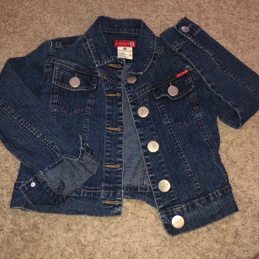 Gasoline cropped denim jacket girls size medium
